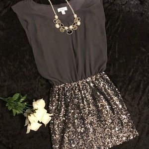 Candie's Gray and Silver Sequin Mini Dress